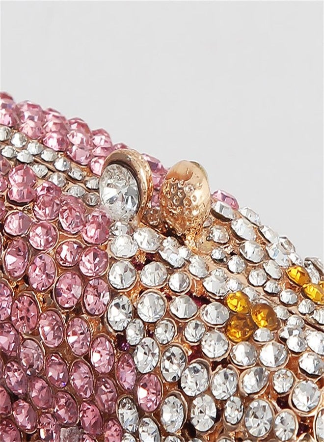 Tngan Women Ice Cream Shaped Evening Clutch Glitter Full Rhinestones Bag Girl Summer Dress Shoulder Bag, Peach - Image 2