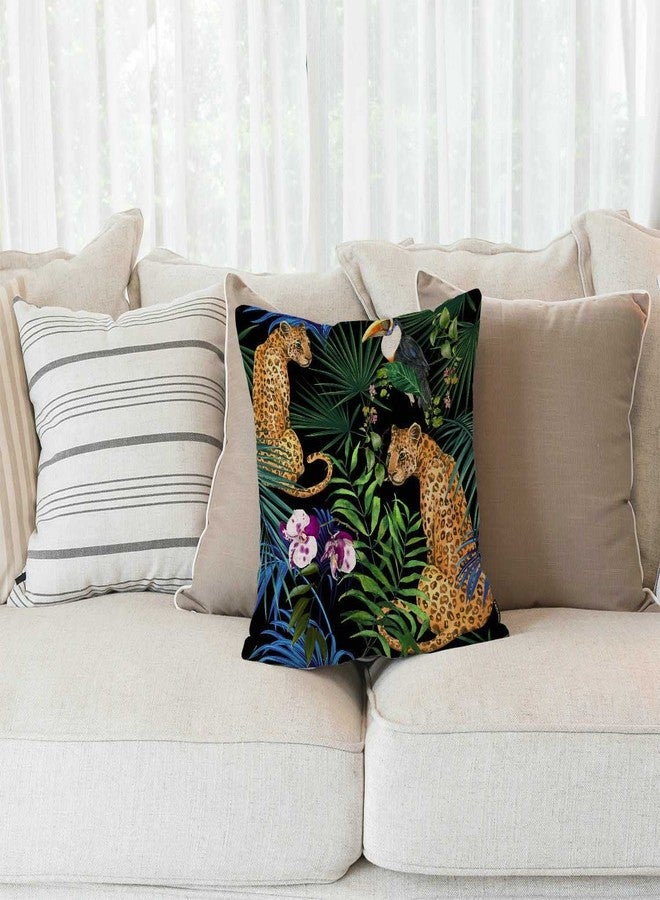 Solekla Animal Print Leopard Pillow Cover Cotton Linen Tropical Safari Decorative Pillow Covers Cushion Cover Home Decor Pillowcase for 18x18 Inch - Image 2