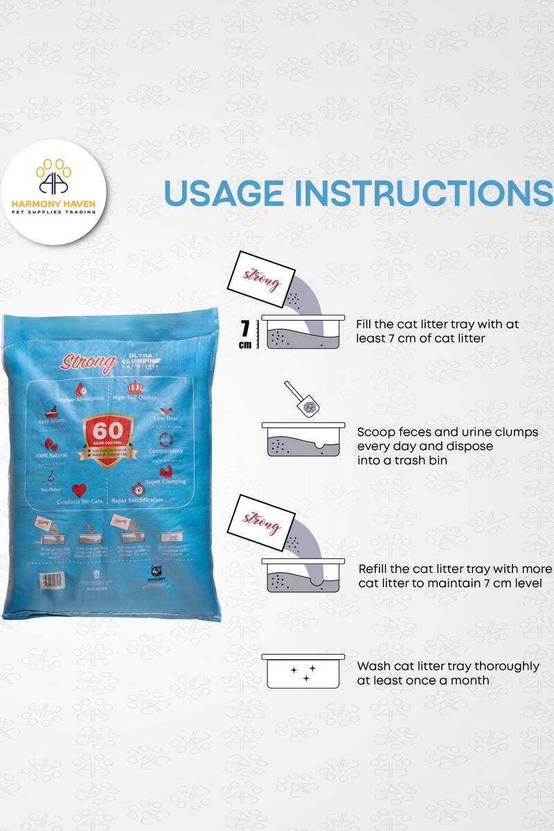 Strong 25L Baby Powder Scent Ultra Clumping Cat Litter Canadian Formula Extra Strength Odor Control Natural Bentonite 99.9% Dust-Free Multi-Cat. - Image 3