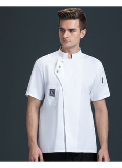 NIBEMINENT Shirt Jaket Barber Breathable Short Coat Sleeve Uniform  Wear Restaurant Sushi Chef Costumes Waiter Kitchen Cook  - Image 1