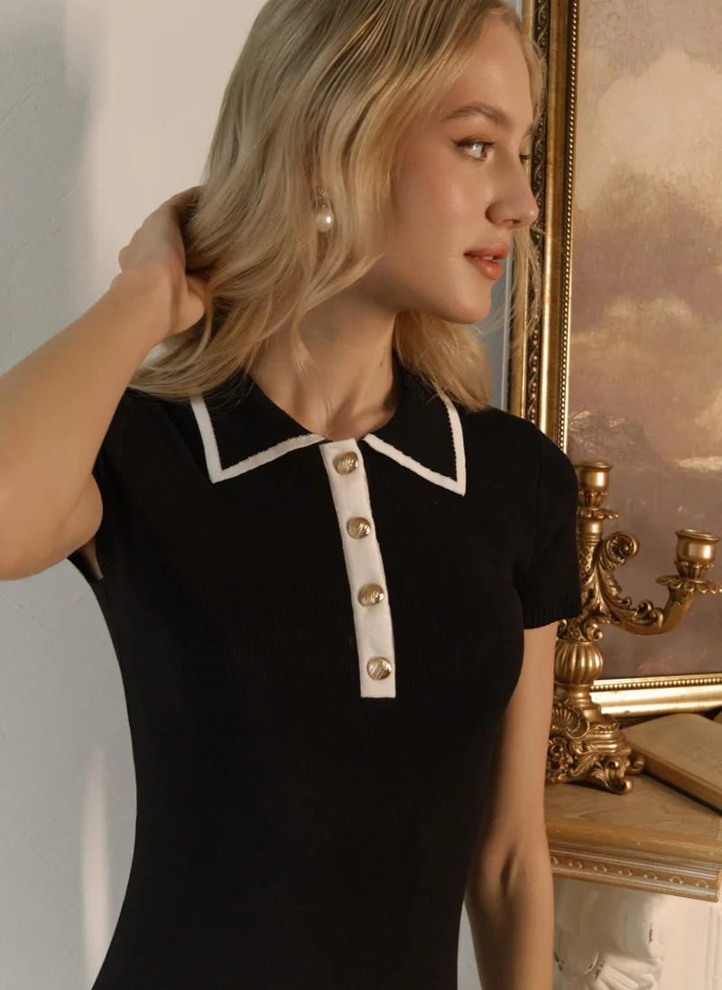 Lichi Knitted mini dress with contrast edge on the bodice