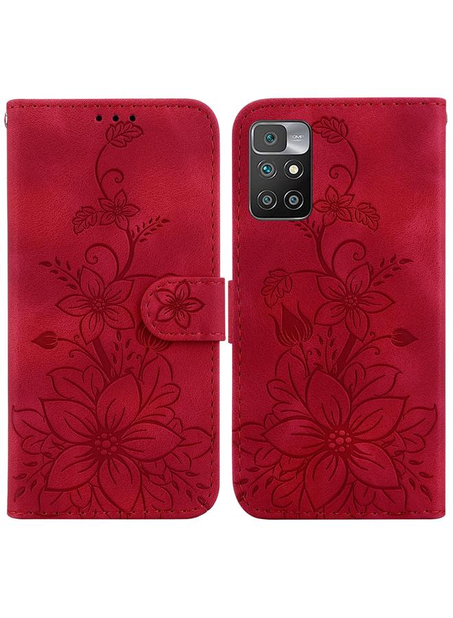 Case For Xiaomi Redmi 10 / 10 Prime Lily Embossed Leather Phone Case