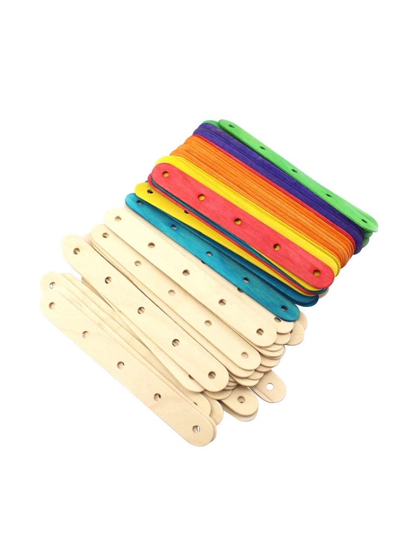 SUNSAR 100 PCS Colorful Craft Sticks Colored Popsicle Sticks, Pop Ice Cream Sticks, Natural Wooden 4.5 Inch" Length Treat Sticks Great for DIY Craft Creative Designs - Image 1