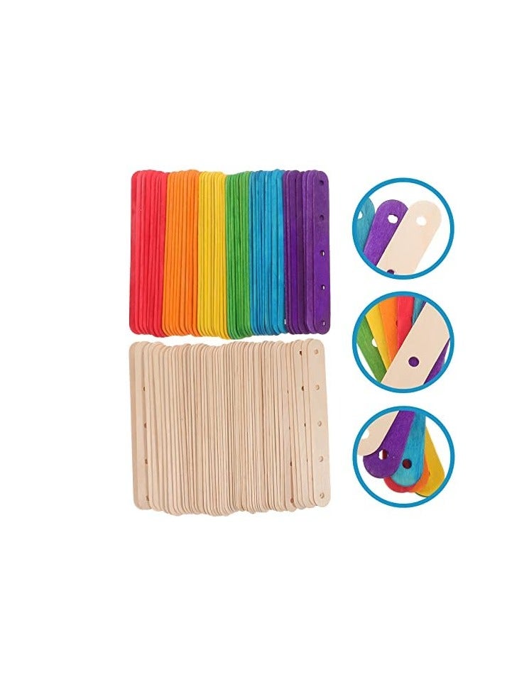 SUNSAR 100 PCS Colorful Craft Sticks Colored Popsicle Sticks, Pop Ice Cream Sticks, Natural Wooden 4.5 Inch" Length Treat Sticks Great for DIY Craft Creative Designs - Image 2