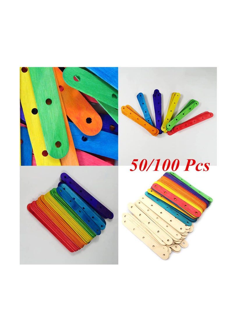SUNSAR 100 PCS Colorful Craft Sticks Colored Popsicle Sticks, Pop Ice Cream Sticks, Natural Wooden 4.5 Inch" Length Treat Sticks Great for DIY Craft Creative Designs - Image 3
