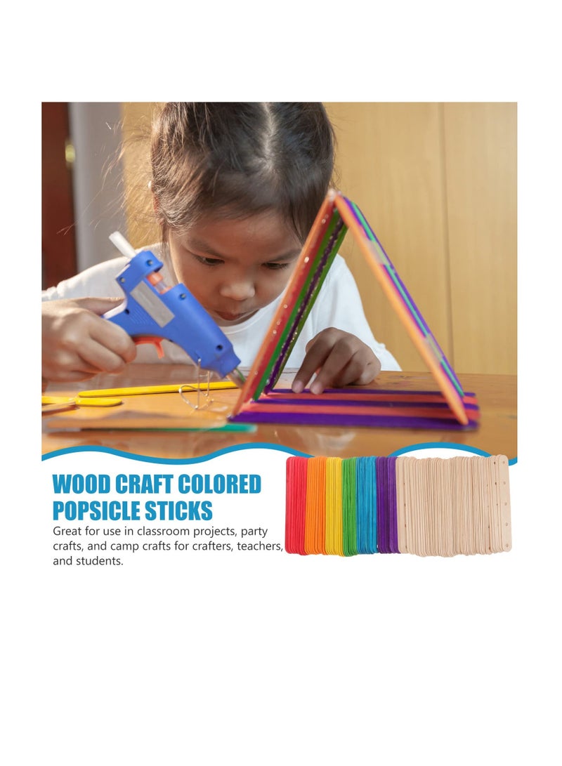 SUNSAR 100 PCS Colorful Craft Sticks Colored Popsicle Sticks, Pop Ice Cream Sticks, Natural Wooden 4.5 Inch" Length Treat Sticks Great for DIY Craft Creative Designs - Image 5