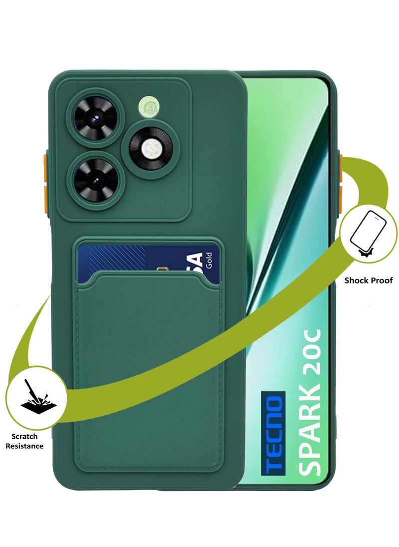 Soft TPU Phone Cover for Tecno Spark 20c,Built-in Card Slot Holder Slim Fit Protective Silicone Case-Sky Blue  - Image 1