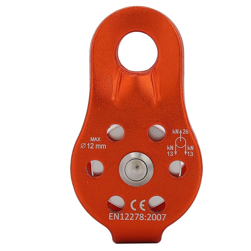 26KN Aluminium Alloy Heavy Duty Single Swivel Rope Pulley Block for 12mm Rope (orange) - Image 1