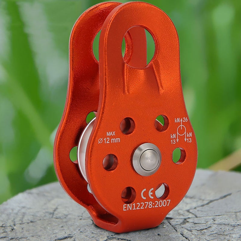 26KN Aluminium Alloy Heavy Duty Single Swivel Rope Pulley Block for 12mm Rope (orange) - Image 5