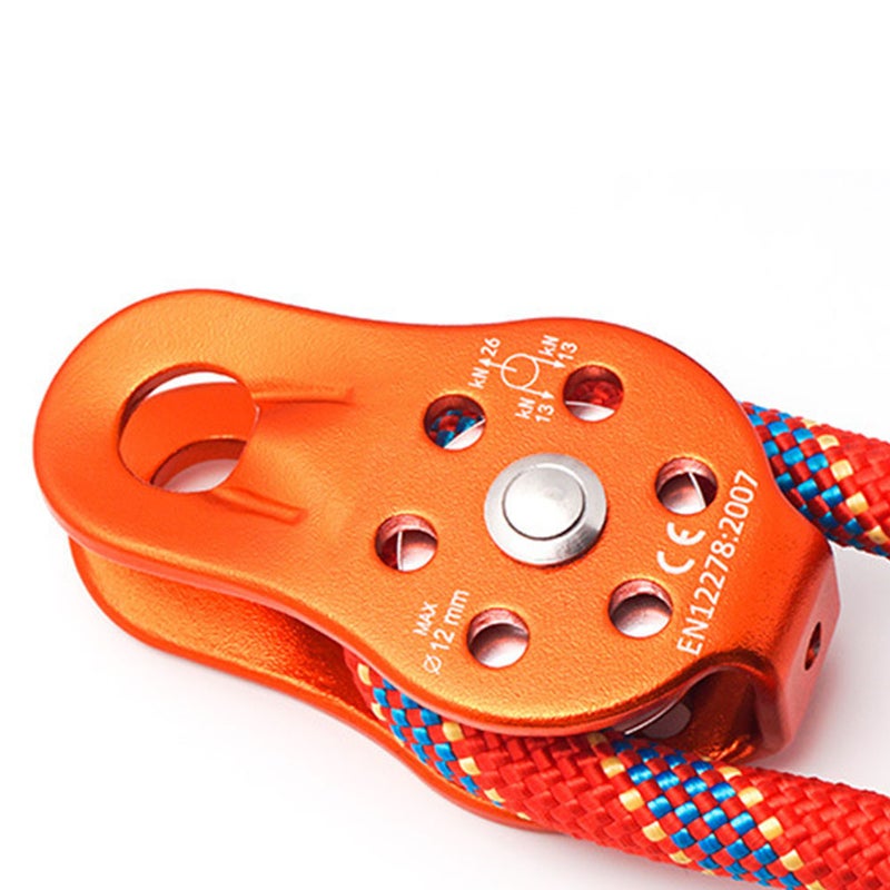 26KN Aluminium Alloy Heavy Duty Single Swivel Rope Pulley Block for 12mm Rope (orange) - Image 4
