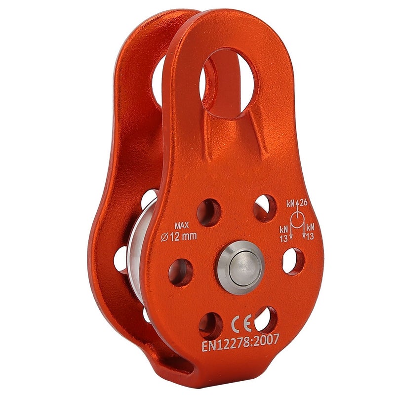26KN Aluminium Alloy Heavy Duty Single Swivel Rope Pulley Block for 12mm Rope (orange) - Image 2