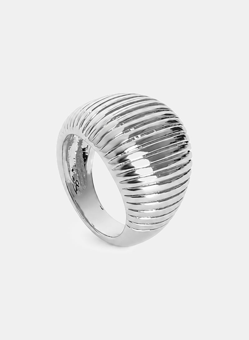 Akher el Ankoud A Ring With A Prominent Dome Design And Vertical Grooved Lines - A Trendy And Bold Accessory For Women - Image 1