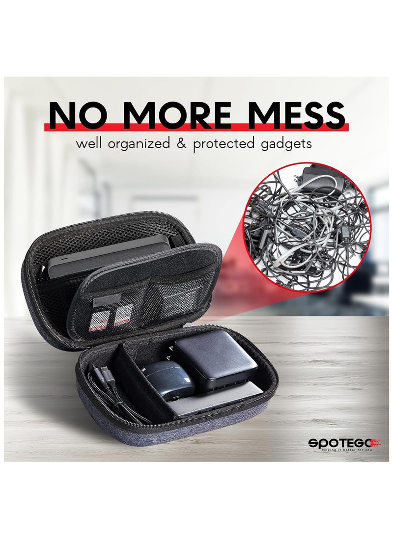 SPOTEGO Electronics Bag, Tech Accessories Case, Organizer Case for Travel Electronics, Water-Resistant Shockproof Organizer Pouch Compatible with Charger, Charging Cables, Flash Drive, Headphones  - Image 2