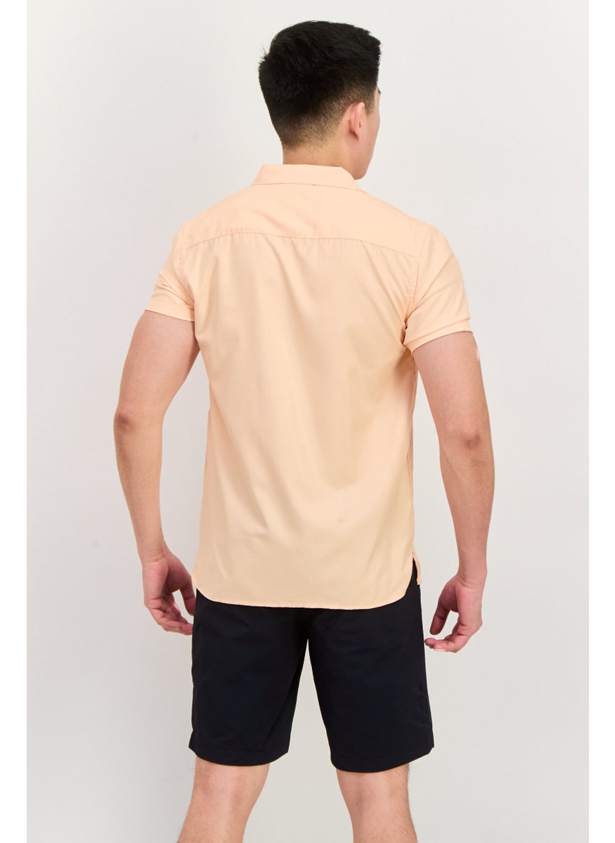 Modern Culture Men Regular Fit Short Sleeves Solid Casual Shirt, Dusty Pink  - Image 4
