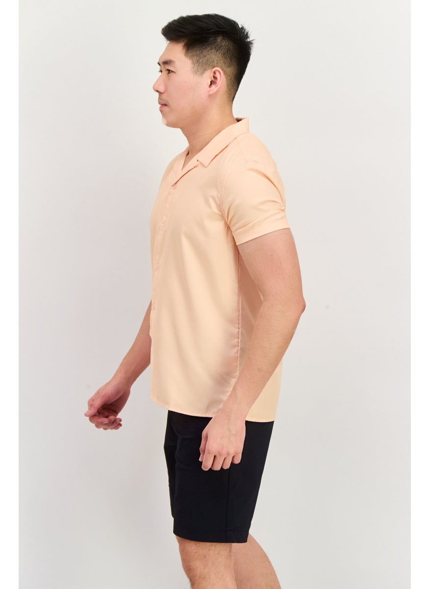 Modern Culture Men Regular Fit Short Sleeves Solid Casual Shirt, Dusty Pink  - Image 3