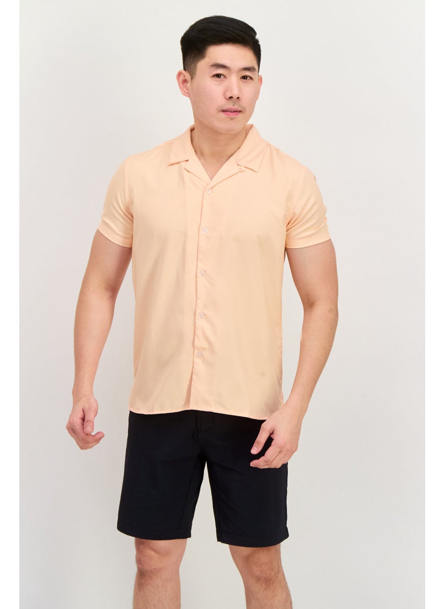 Modern Culture Men Regular Fit Short Sleeves Solid Casual Shirt, Dusty Pink  - Image 1