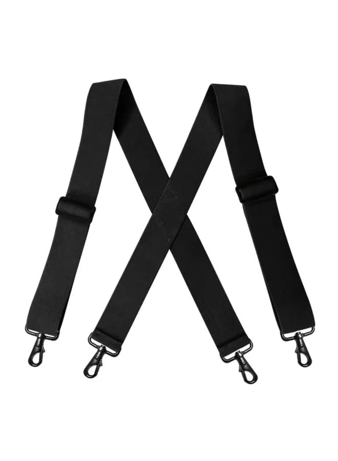 Men’s 4-Hook Elastic Suspenders, 5CM Widened, Black X-Shaped Cross for Plus Size