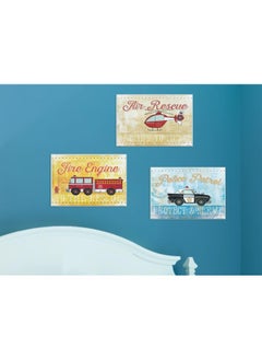 Stupell Industries Stupell Industries The Kids Room by Rescue Vehicles Icons and Mottos 3 Piece Wall Plaque Set  - Image 3