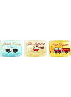 Stupell Industries Stupell Industries The Kids Room by Rescue Vehicles Icons and Mottos 3 Piece Wall Plaque Set  - Image 2