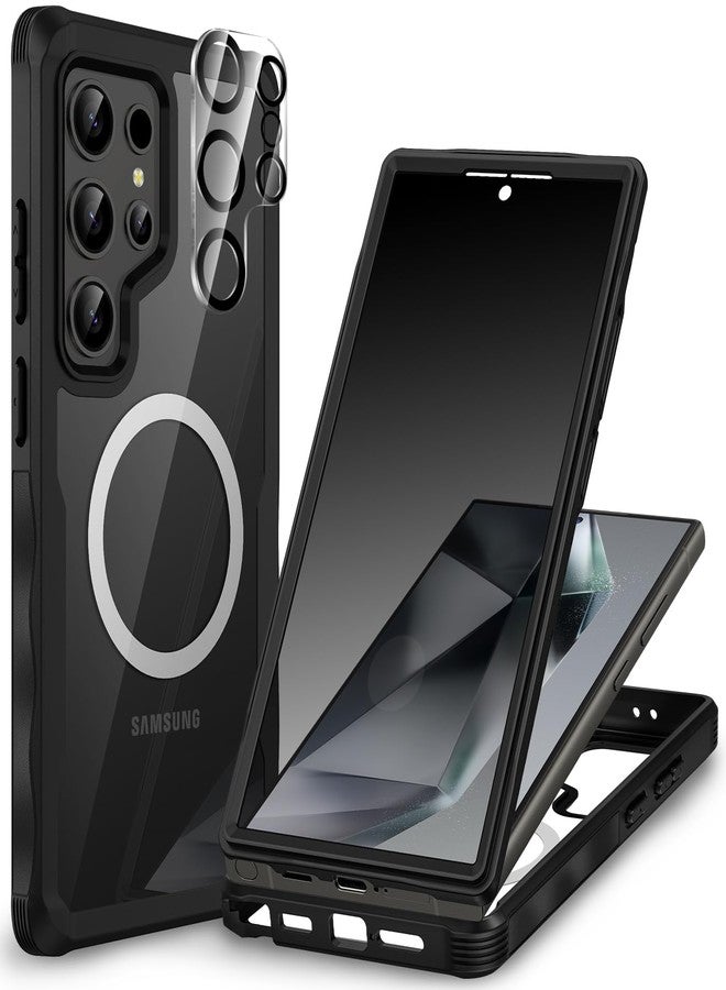 CENHUFO Magnetic Privacy for Samsung Galaxy S24 Ultra Case, Full Body Phone Case with Built-in Privacy Screen Protector and Camera Lens Cover, Anti Peep Shockproof Protective Clear Bumper - Black - Image 1