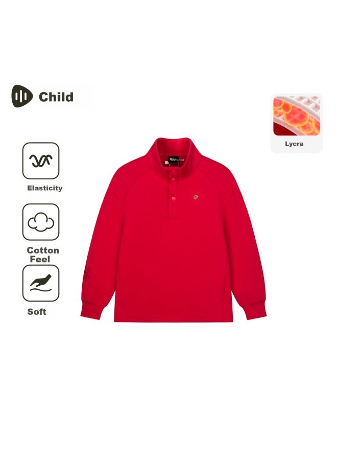 Souhait Kids Boys And Girls Sweatshirt Spring New Parent-child Children's New Year Classic Red Top 140 - Image 4
