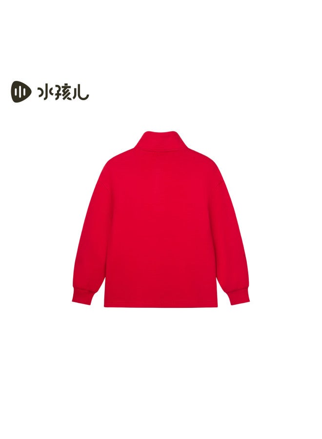 Souhait Kids Boys And Girls Sweatshirt Spring New Parent-child Children's New Year Classic Red Top 140 - Image 5