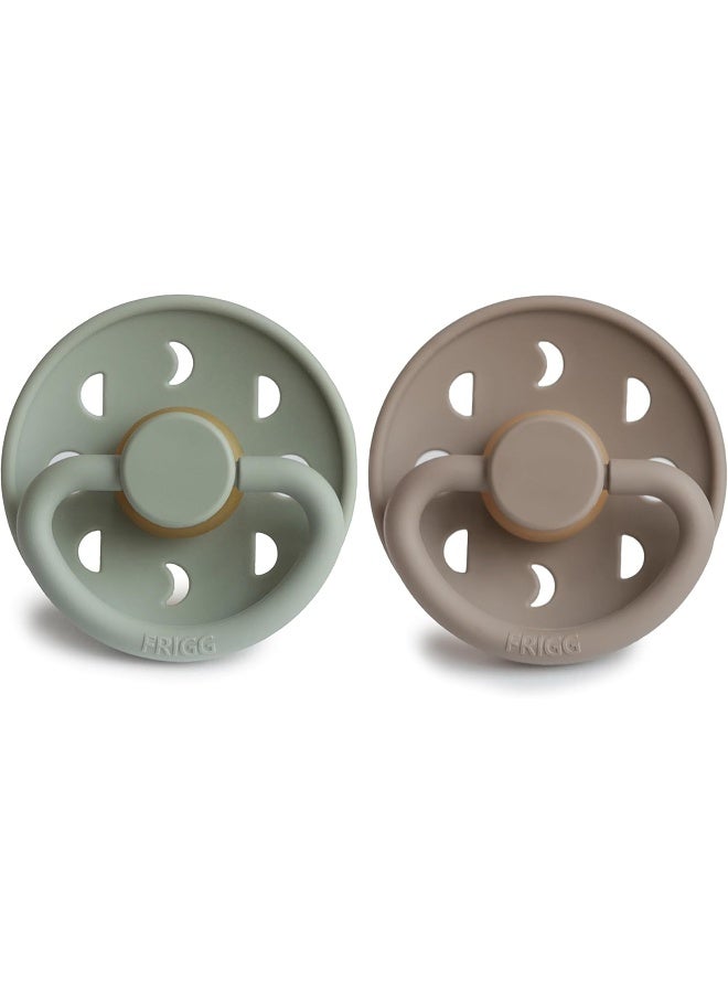 FRIGG Moon Natural Rubber Baby Pacifier | Made in Denmark | BPA-Free (Sage/Portobello, 0-6 Months) 2-Pack - Image 2
