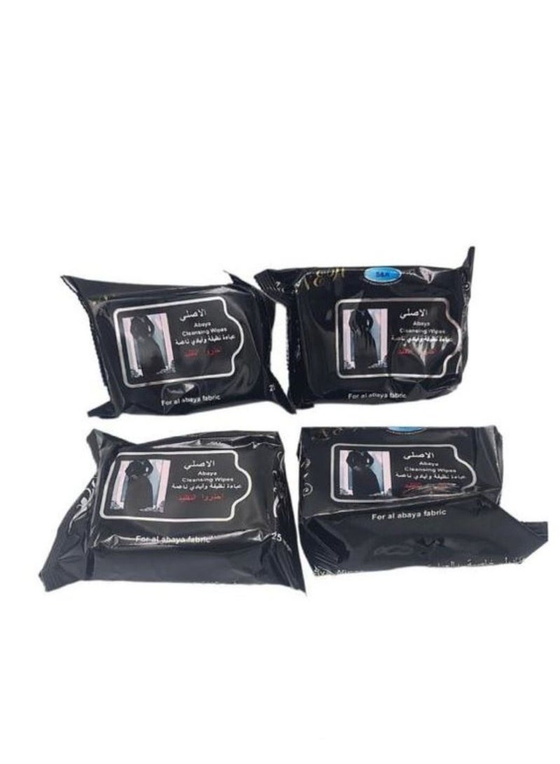 مناديل مبللة لتنظيف العبايات مكونة من 4عبوات تحتوي كل عبوه على ١٠ مناديل - Image 1