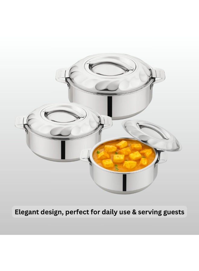 تسوماب طقم أواني طهي ساخنة معزولة من الفولاذ المقاوم للصدأ من TSUMAB - 3 قطع (1.5 لتر، 2.5 لتر، 3.5 لتر) | جدار مزدوج معزول من البولي يوريثان | يحافظ على الطعام ساخنًا وطازجًا | تصميم أنيق ومتين - Image 5