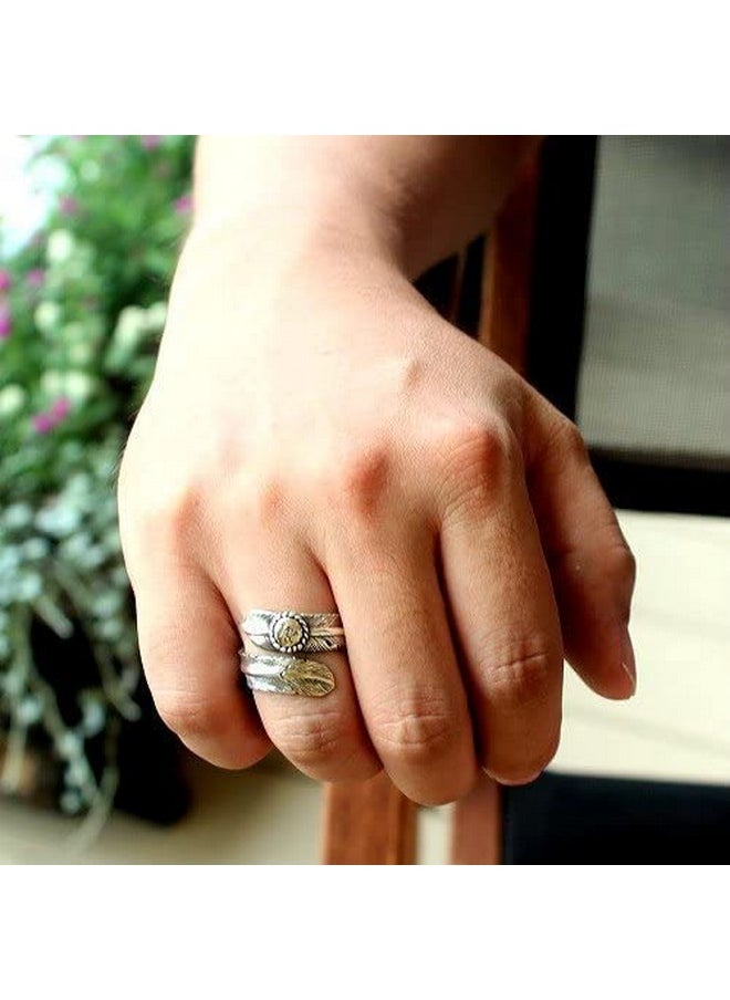 Generic - 925 Sterling Silver Southwest Native American Kokopelli Open Ring Adjustable (Kokopelli Leaf) - Image 1
