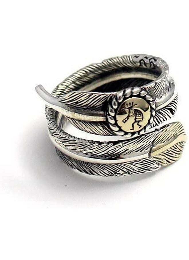 Generic - 925 Sterling Silver Southwest Native American Kokopelli Open Ring Adjustable (Kokopelli Leaf) - Image 1