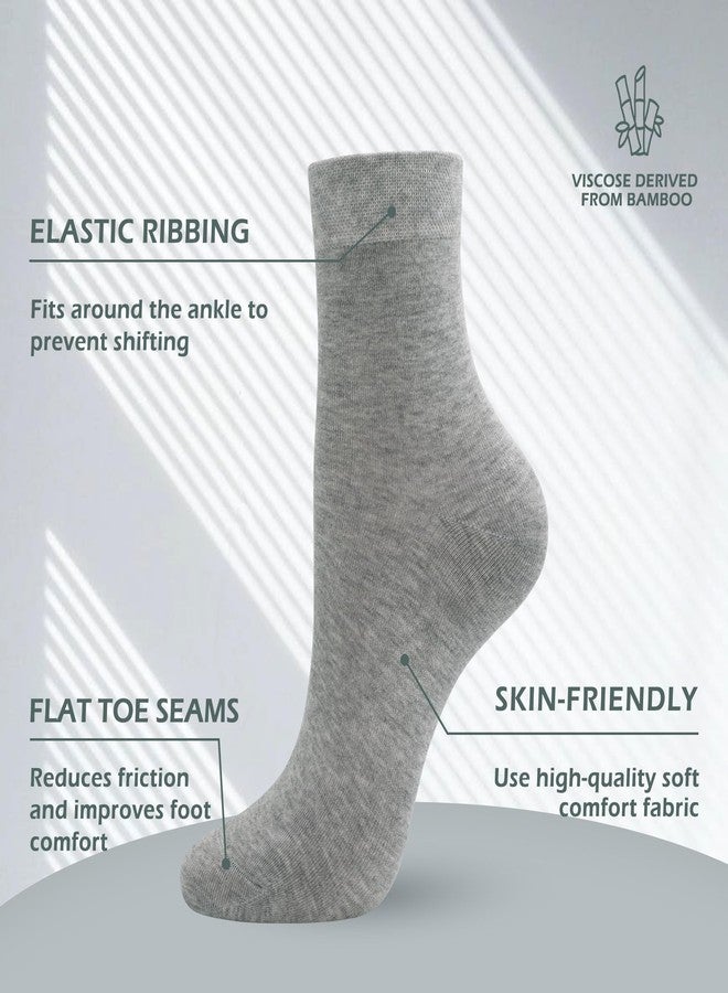 SERISIMPLE Women Thin Viscose Bamboo Socks Crew Lightweight Above Ankle Casual Dress Sock For Ladies Bootie Trouser 5 Pairs (Grey, Medium) - Image 2