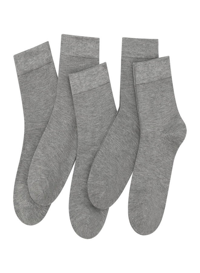 SERISIMPLE Women Thin Viscose Bamboo Socks Crew Lightweight Above Ankle Casual Dress Sock For Ladies Bootie Trouser 5 Pairs (Grey, Medium) - Image 1