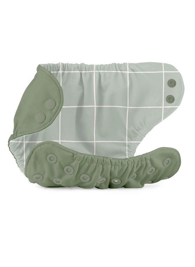 Esembly - Cloth Diaper Outer Waterproof Cloth Diaper Cover Swim Diaper Leak Proof And Breathable Layer Over Prefolds Flats Or Fitteds Reusable Diaper With Snap Closure Size 2 (18 35Lbs) Aloe - Image 1