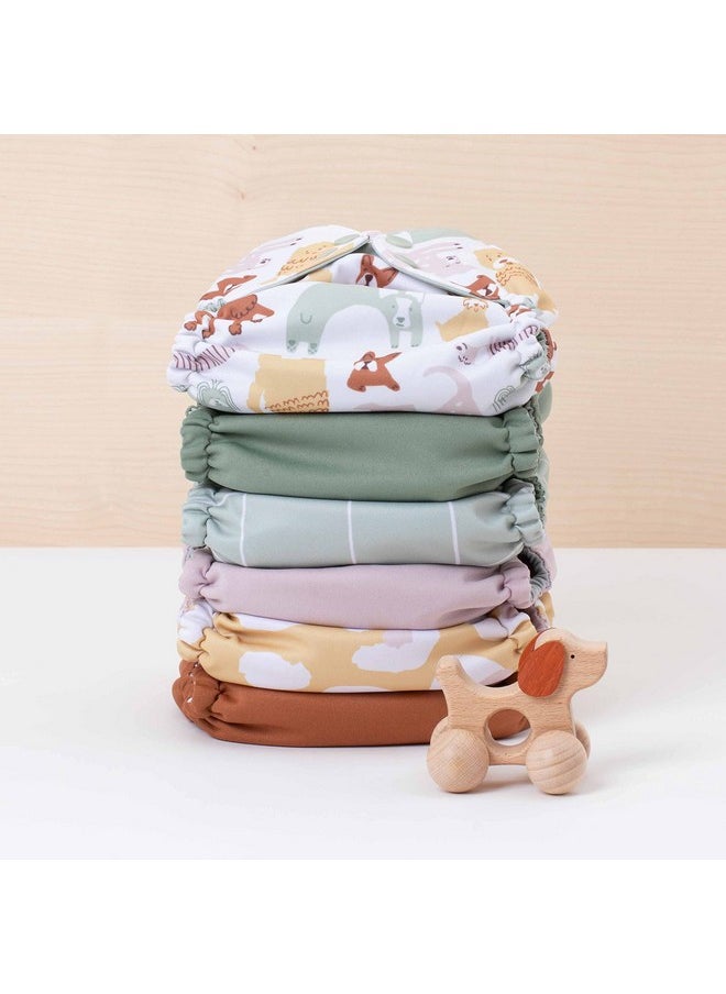 Esembly - Cloth Diaper Outer Waterproof Cloth Diaper Cover Swim Diaper Leak Proof And Breathable Layer Over Prefolds Flats Or Fitteds Reusable Diaper With Snap Closure Size 2 (18 35Lbs) Aloe - Image 1