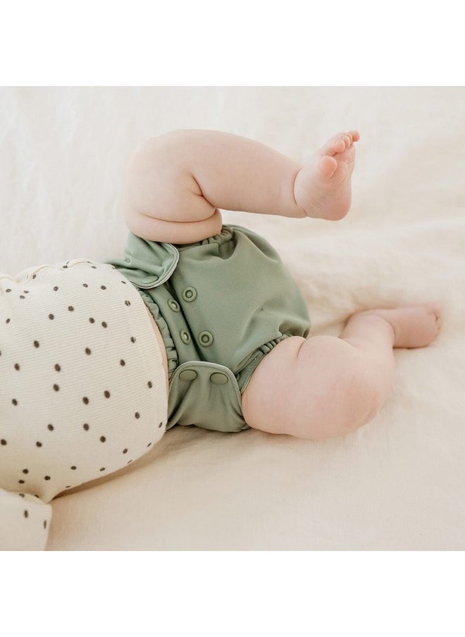 Esembly - Cloth Diaper Outer Waterproof Cloth Diaper Cover Swim Diaper Leak Proof And Breathable Layer Over Prefolds Flats Or Fitteds Reusable Diaper With Snap Closure Size 2 (18 35Lbs) Aloe - Image 1