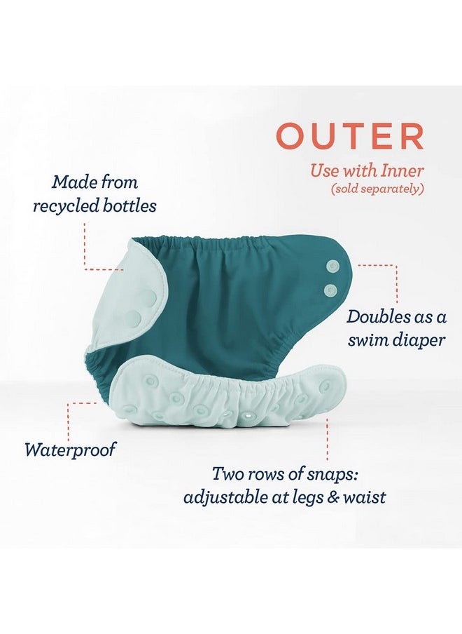 Esembly - Cloth Diaper Outer Waterproof Cloth Diaper Cover Swim Diaper Leak Proof And Breathable Layer Over Prefolds Flats Or Fitteds Reusable Diaper With Snap Closure Size 2 (18 35Lbs) Aloe - Image 1