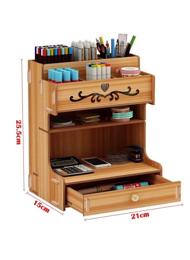 ZCM-HAPPY Wooden Pen Holder Storage Box Brown  - Image 3