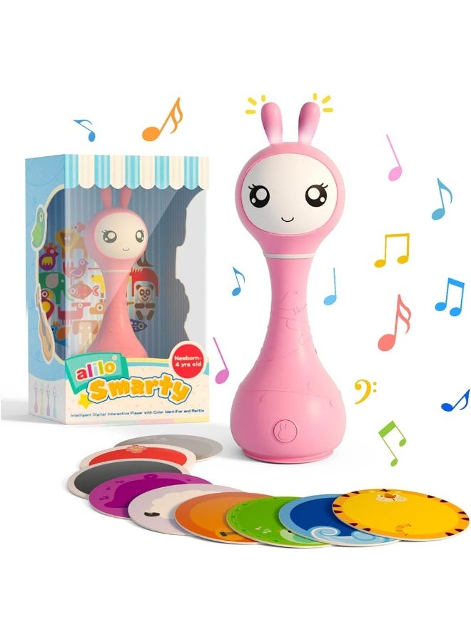 alilo Smarty Shake & Tell Rattle, R1 - Smarty Pink | Shake & Tell Rattle, Music, Stories, & Color Learning For Babies | Hi-Fi Sound, Light-Up Ears, Usb Charging | 0+ - Image 1