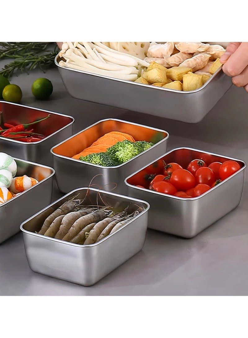 6-Piece Stainless Steel Food Storage Containers Set With Lids - Leakproof, Stackable & Reusable For Camping, Picnics, School - Image 3