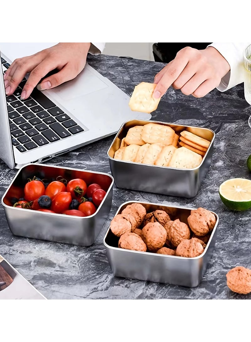 6-Piece Stainless Steel Food Storage Containers Set With Lids - Leakproof, Stackable & Reusable For Camping, Picnics, School - Image 4