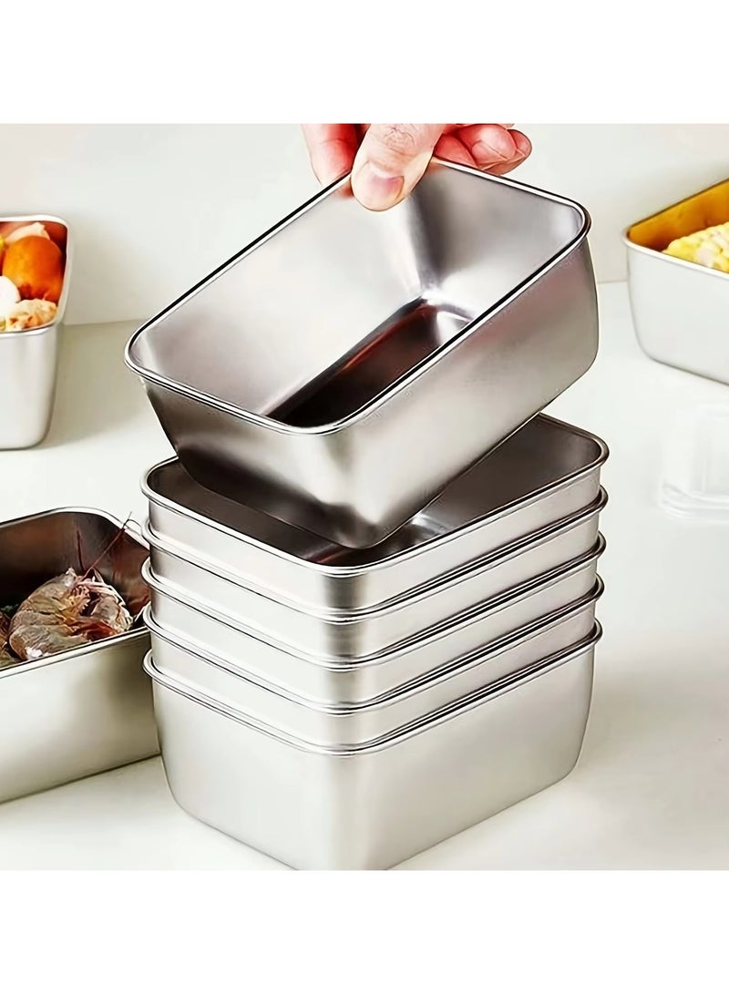 6-Piece Stainless Steel Food Storage Containers Set With Lids - Leakproof, Stackable & Reusable For Camping, Picnics, School - Image 1
