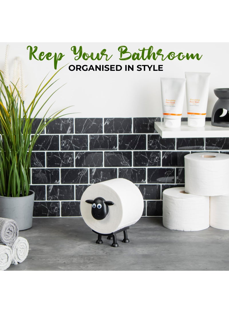 VELENTI VELENTI Sheep Toilet Roll Holder - Funny Toilet Paper Holder Free Standing Bathroom Set - 3D Printed Black Sheep Loo Roll Holder - Hilarious Tissue Paper Roll Storage - Cute Bathroom Decor - Set of 1  - Image 5