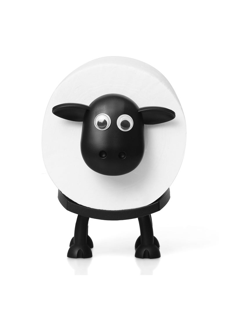 VELENTI VELENTI Sheep Toilet Roll Holder - Funny Toilet Paper Holder Free Standing Bathroom Set - 3D Printed Black Sheep Loo Roll Holder - Hilarious Tissue Paper Roll Storage - Cute Bathroom Decor - Set of 1  - Image 1