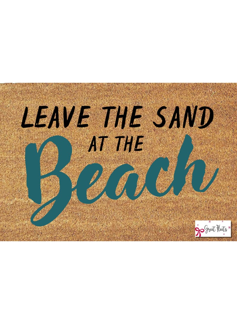 Greetfleets Funny Doormat – “Leave the Sand at the Beach” – 60x40 cm Coir Entrance Mat | Non-Slip | Indoor/Outdoor Front Door Mat | Home, Patio & Balcony Welcome Mat - Image 1