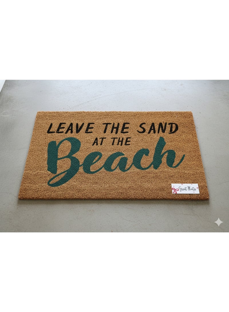 Greetfleets Funny Doormat – “Leave the Sand at the Beach” – 60x40 cm Coir Entrance Mat | Non-Slip | Indoor/Outdoor Front Door Mat | Home, Patio & Balcony Welcome Mat - Image 2