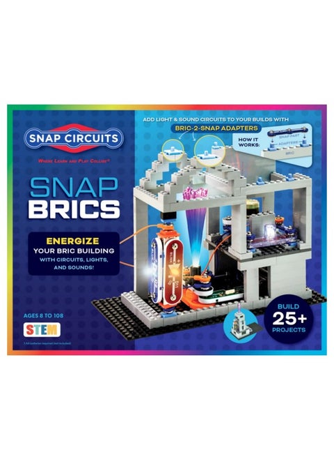 Snap Circuits BRIC: Structures | Brick & Electronics Exploration Kit | Over 20 Stem & Brick Projects | Full Color Project Manual | 20 Parts | 75 BRIC-2-Snap Adapters | 140+ BRICs