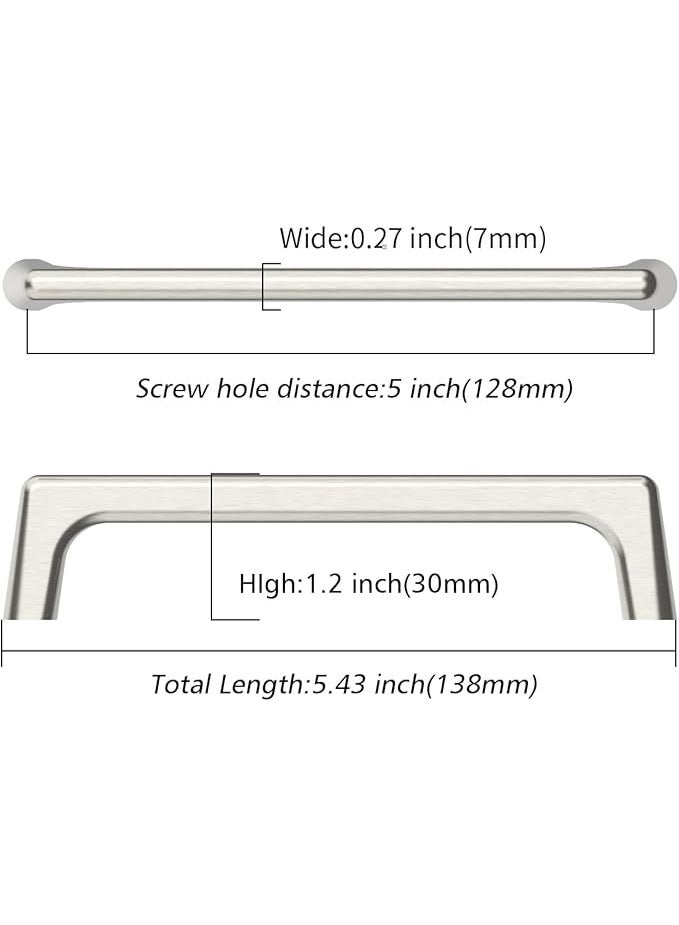 Lynacz Original 2 Pack 5 Inch(128mm) Brushed Satin Nickel Cabinet Pulls Cabinet Handles Cupboard Handles Kitchen Cabinet Hardware for Cupboard Drawer Pulls - Image 5