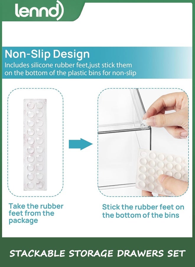 LENND Stackable Storage Drawers Set of 5, Clear Plastic Organizer Bins for Beauty Supplies,Ideal for Vanity, Bathroom,Cabinet,Pantry Organization - Image 5