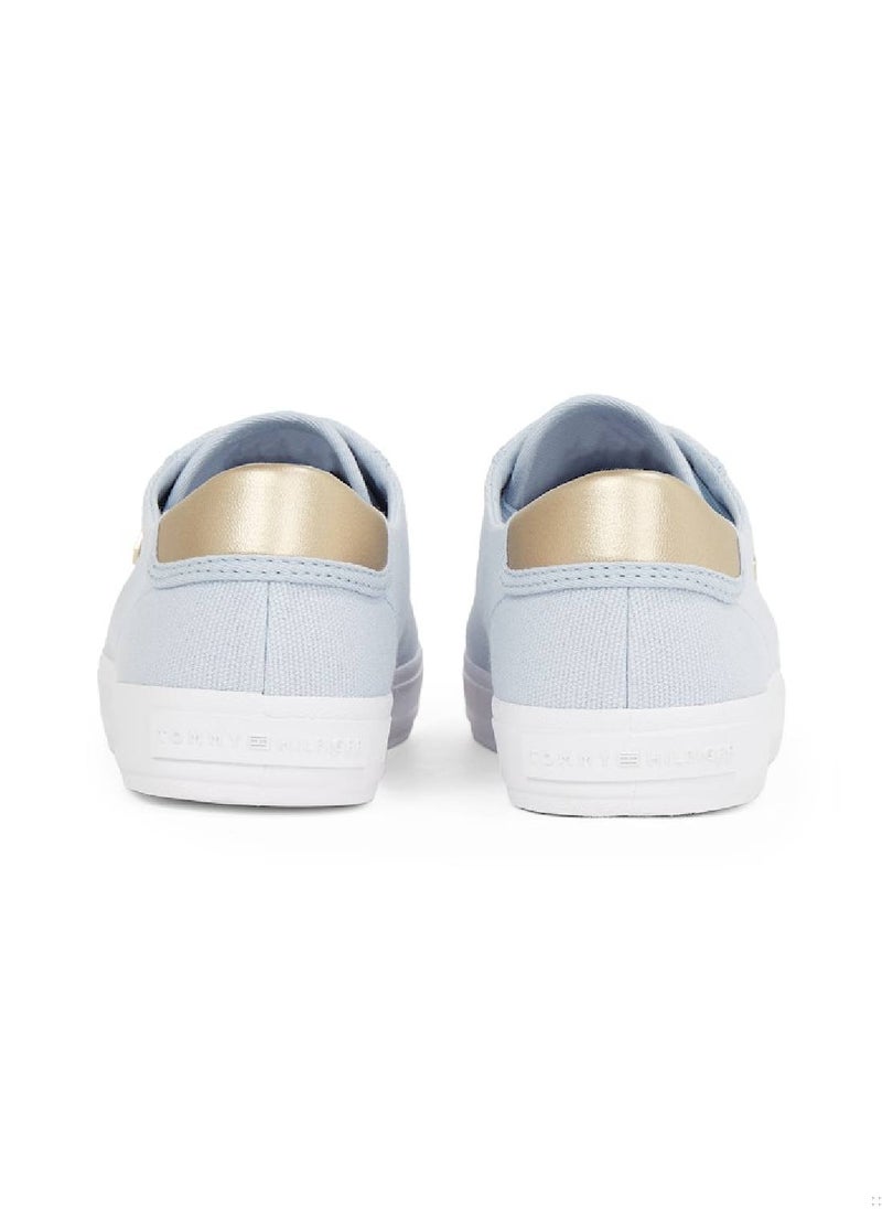 TOMMY HILFIGER Women's Canvas Metallic Heel Sneakers - Cotton, Blue  - Image 3